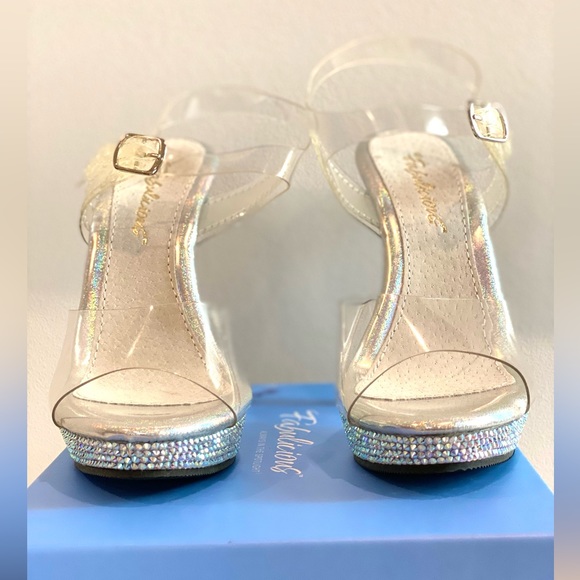 Clear platform heels with ankle strap and crystals size 6 - Picture 10 of 15
